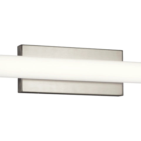 LED Linear Bathroom Vanity Light In Brushed Nickel Finish, Slim Modern Bath Bar, close-up view of fixture detail