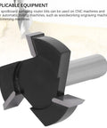 Close-up of Heavy Duty CNC Spoilboard Surfacing Router Bit With 2 Inch Shank And Three Flutes showing carbide cutting edges for wood slab flattening.