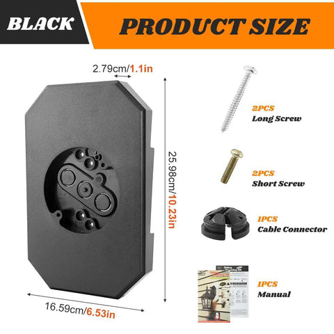 Hassle Free Install Vinyl Siding Light Mount Block With Built In Electrical Box Outdoor Side Mount Kit For One Half Inch Lap Double And Four Inch Siding Black, black siding mount block with screws and cable connector