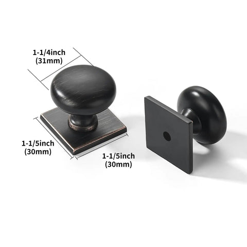 10 Pack 1-1/4 Inch Backplates For Cabinet Knobs In Oil Rubbed Bronze Old School Vintage Look Drawer Hardware shown in two views