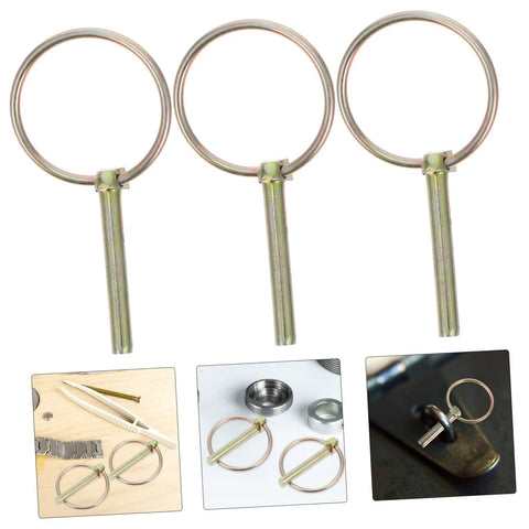 Heavy Duty Lynch Pin Set With Rings Spring Loaded Iron Fasteners For Trailers Trucks And Lawn Mowers Shaft Locking Pin Assortment Kit 8 Pieces Built To Take A Beating Dirt Resistant Mower Pin, 3 iron pins