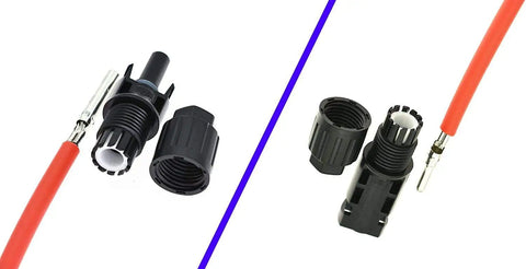 Beefy 10AWG Solar Extension Cable 1 Ft With IP67 PV Connector One End And Bare Wire Other, Tinned Copper For Solar Panels.