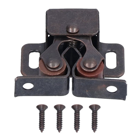 30 Pack Stainless Steel Double Roller Catch Latches Self Elastic Magnetic Damping Buffer shown with screws