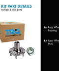 Rear Wheel Bearing And Hub Kit For Subaru Forester 1998 To 2008 Impreza 1993 To 2007 Legacy 1990 To 1999 Includes One Rear
