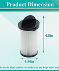 Premium Four Pack Pre Motor Vacuum Replacement Filters For Eye Vac And Neovac Elite Touchless In Wall Systems with dimensions 4.8in height and 1.89in width.