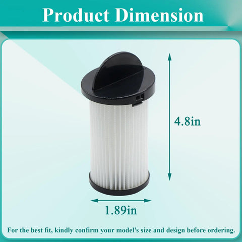 Premium Four Pack Pre Motor Vacuum Replacement Filters For Eye Vac And Neovac Elite Touchless In Wall Systems with dimensions 4.8in height and 1.89in width.