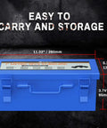 Blue storage box for 1 Inch Drive Deep Impact Socket Set, 9-Piece Jumbo 6-Point Metric Sockets, dimensions and handle visible