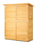 Rugged Outdoor Wood Storage Shed With Waterproof Roof And Metal Frame, Double Lock Doors And Shelves, Weatherproof Garden Tool Cabinet