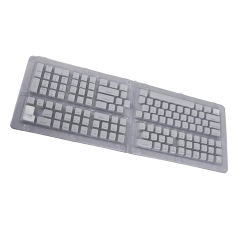 Top Shelf Pbt Translucent Pudding Keycaps For Mechanical Keyboards Two Tone Injection White Switch Ready 132 Piece Set in clear case.