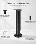 Stainless Steel Adjustable Furniture Leg With Wide Base For Sofa And Cabinet Heavy Duty Height Adjustable From 3.9 To 5.5 Inches