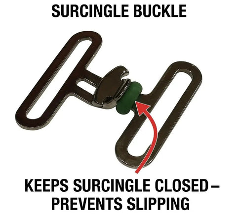 Metal surcingle buckle with green surcingle replacement rubber rings for horse blankets, durable no slip fastening, easy install.