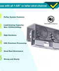 Premium 4 Wheel P2750 Electric Hoist Trolley Roller Assembly detailed view of pulley system features and load capacity.