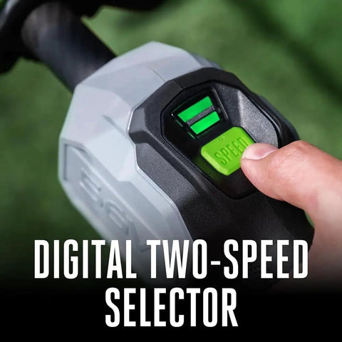 Close-up of digital two-speed selector on Multi Head System Power Head With 8 Inch Lawn Edger Attachment And 12 Attachments For Versatile Yard Work Including Trimmer Hedge Trimmer Cultivator And More