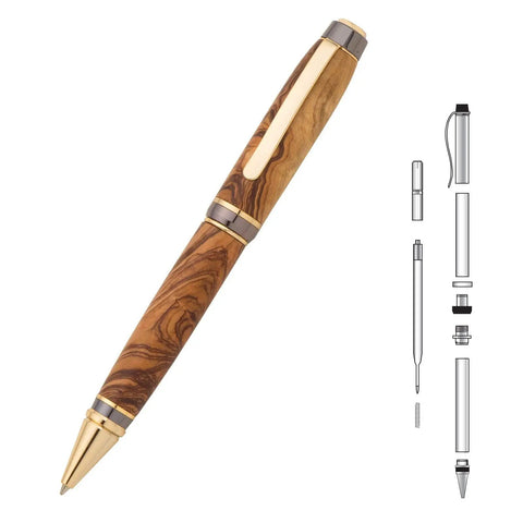 Big Ben Cigar Twist Ballpoint Pen Kit Starter Kit for Woodturning Projects shown with pen components and detailed hardware view