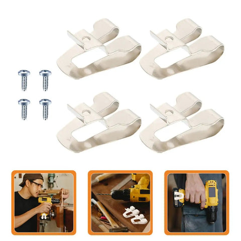 Heavy Duty Steel Belt Clip Hooks For Drill Drivers With Screws Rugged Tool Belt Clips For Secure On Site Tool Carry Rust Resistant Durable Replacement Clips That Stand Up To Tough Worksites, steel clips and screws