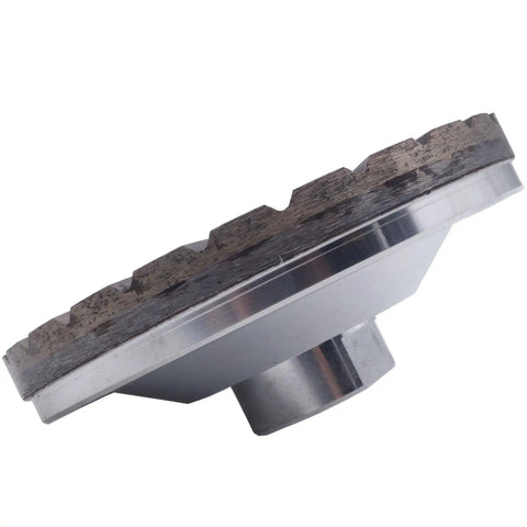 Side view of 4 Inch Aluminum Turbo Diamond Grinding Cup Wheel For Granite And Concrete, 5/8-11 Thread, Fine Grit 80/100, Beefy Pro Grade