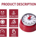 Battery Free Mechanical Kitchen Timer With Magnetic Backing Delivers A 60 Minute Visual Countdown For Cooking Studying Games