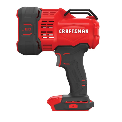 Side view of the Beast Bright 2500 Lumen LED Work Light Cordless Spotlight Handheld Rechargeable Tool For Jobsite Use Long Range 1600 Ft Beam Two Brightness Settings V20 System Compatible Tools Only