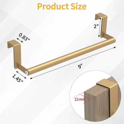 Over The Cabinet Door Towel Rack 2 Pack Gold Stainless Steel Kitchen Towel Holder dimensions
