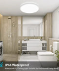 Non Dimmable 18W 1650LM 5000K Daylight Flush Mount LED Ceiling Light 9.5 Inch Waterproof Round Fixture in a bathroom