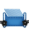 Heavy Duty Two Piece Table Saw Featherboard Set Woodworking kickback guard in blue plastic with fence clamps for carpentry.