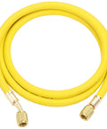 AC refrigerant charging hose, 60-inch yellow hose with 1/4" SAE flare brass fittings