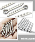 220 Count Stainless Steel Cotter Pins And Hitch Pin Clips Kit for axles, trailers, car repair shown in detail and in hand
