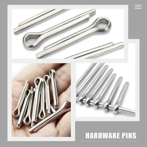220 Count Stainless Steel Cotter Pins And Hitch Pin Clips Kit for axles, trailers, car repair shown in detail and in hand