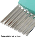 Aoserge 2-piece wave waffle crinkle cutter set with turquoise handle and ridged stainless steel blade.