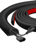 Super Sleek Silicone Wall Cable Track With Side Access Lid For Heavy Duty Wire Clutter Zero Sweat Peel Stick Mount For Living Room Entertainment Center Directly On Drywall Safe Storage, flexible silicone design with attached power cable.