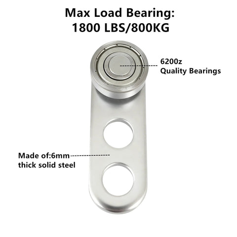 Two Wheel Silent Trolley Assembly Rollers for 1-5-8 Inch Wide and Taller Strut Channel, heavy-duty steel with deep groove bearings