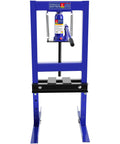 Six Ton H Frame Hydraulic Shop Press for home garage heavy duty floor model with adjustable height bearing and U joint press.