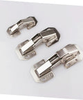 Set of Soft Close Cabinet Door Hinges 4 Inch Stainless Steel Concealed Damping Hardware displayed in three sizes