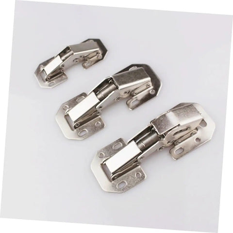 Set of Soft Close Cabinet Door Hinges 4 Inch Stainless Steel Concealed Damping Hardware displayed in three sizes