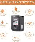 Beefed Up 1.5KW VFD Motor Speed Controller for CNC Spindle with protection features displayed
