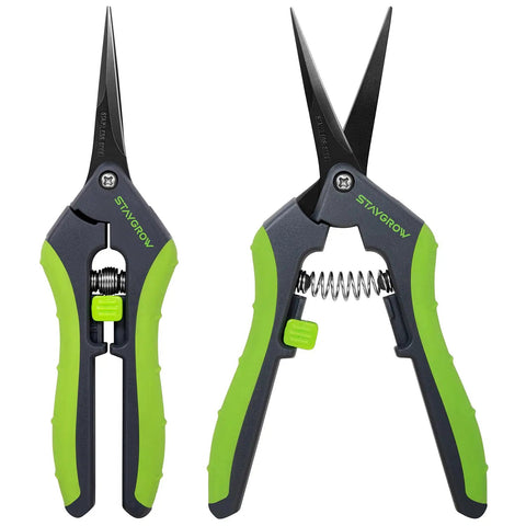 Two Pack 6.5 Inch Pruning Shears For Gardening Ultra Sharp Garden Scissors With Spring Loaded Mechanism Stainless Steel Bonsai Clippers