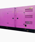 High Output Generator 400kW To 1000kW Open Chassis Beefed Up Industrial Power Plant For Heavy Duty Pumping And Backup Power With Onsite Utilities Available purple enclosed unit side view