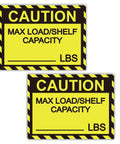 Pro Grade Pallet Rack Capacity Labels 3X4 Inch Maximum Load Warning Stickers 25 Pack, yellow caution labels for weight limits.