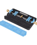 Dual Slot PCB Soldering Holder And Circuit Board Clamp Stand with blue clamp details for electronics repair