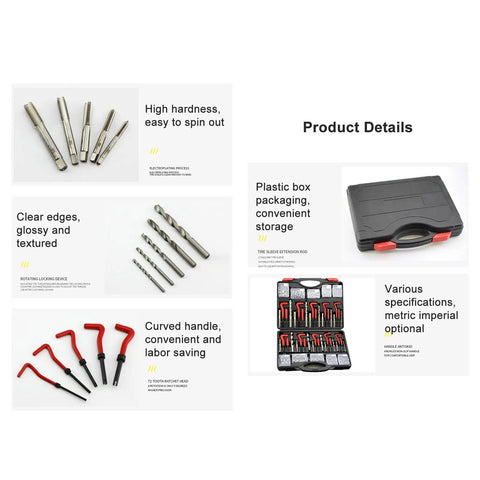 261Pcs Thread Repair Kit With Self Tapping Inserts And Drill Bit Set Pro Grade Rugged HSS 4241 304 Stainless Steel For Automotive Switch Equipment Multiple Pieces Included, plastic case and tools