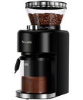 Heavy Duty Electric Conical Burr Coffee Grinder With 35 Dial In Settings And A Spacious Bean Hopper showing coffee beans in the hopper.