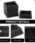 5 Pc Non Slip Furniture Pads Wheel Stoppers For Office Chairs And Couches Lock Down Heavy Furniture With Durable Rubber Grips, black rubber stoppers stacked.