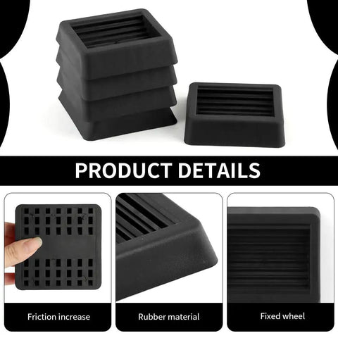 5 Pc Non Slip Furniture Pads Wheel Stoppers For Office Chairs And Couches Lock Down Heavy Furniture With Durable Rubber Grips, black rubber stoppers stacked.