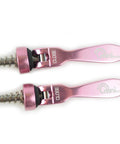 OMNI Racer pink stainless alloy quick-release wheel skewers set of two