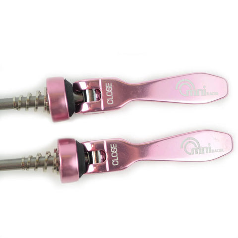 OMNI Racer pink stainless alloy quick-release wheel skewers set of two