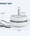 Attic Fan Motor Replacement For Lomanco 2000 And 1800 Series, Compatible With F0510B2944, F0510B2705, Product Size Diagram