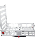 Heavy Duty 1300 Lb Aluminum Hitch Cargo Carrier For SUVs And Trucks, built with rust-resistant, weatherproof, welded design. 