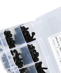 M2.5 Hex Socket Head Cap Screws And Nuts Kit 300 Pieces 12.9 Grade Black Alloy Steel High Strength Pro Grade Fasteners Assorted Lengths 3mm To 20mm For DIY Pros Electronics And Robotics displayed in a clear plastic case