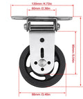 Heavy Duty Gym Pulley System With Wall Mount Single Pulley Block Silent 360 Degree Swivel Wheel for Home Gym, measurements shown
