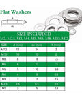 1000 Piece 304 Stainless Steel Spring Washer Kit For M2 To M12 Sizes With Lock Washers flat washer size chart